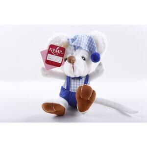 Kamar Rare Prototype Sample OOAK hand made Cute White Mouse Nicky Blue